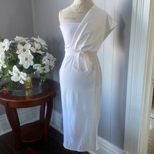 One shoulder off white dress